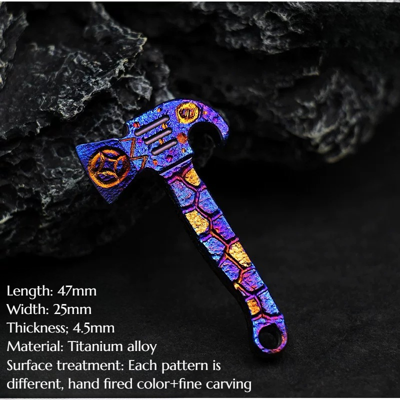 Titanium Pry Bar - Titanyum Alaşımlı Mini Balta El Oyması